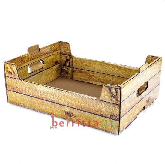 Cesto in cartone stampa legno + confezione regalo